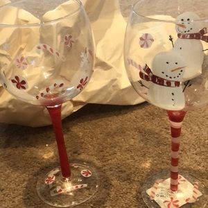 Snowman wine glasses